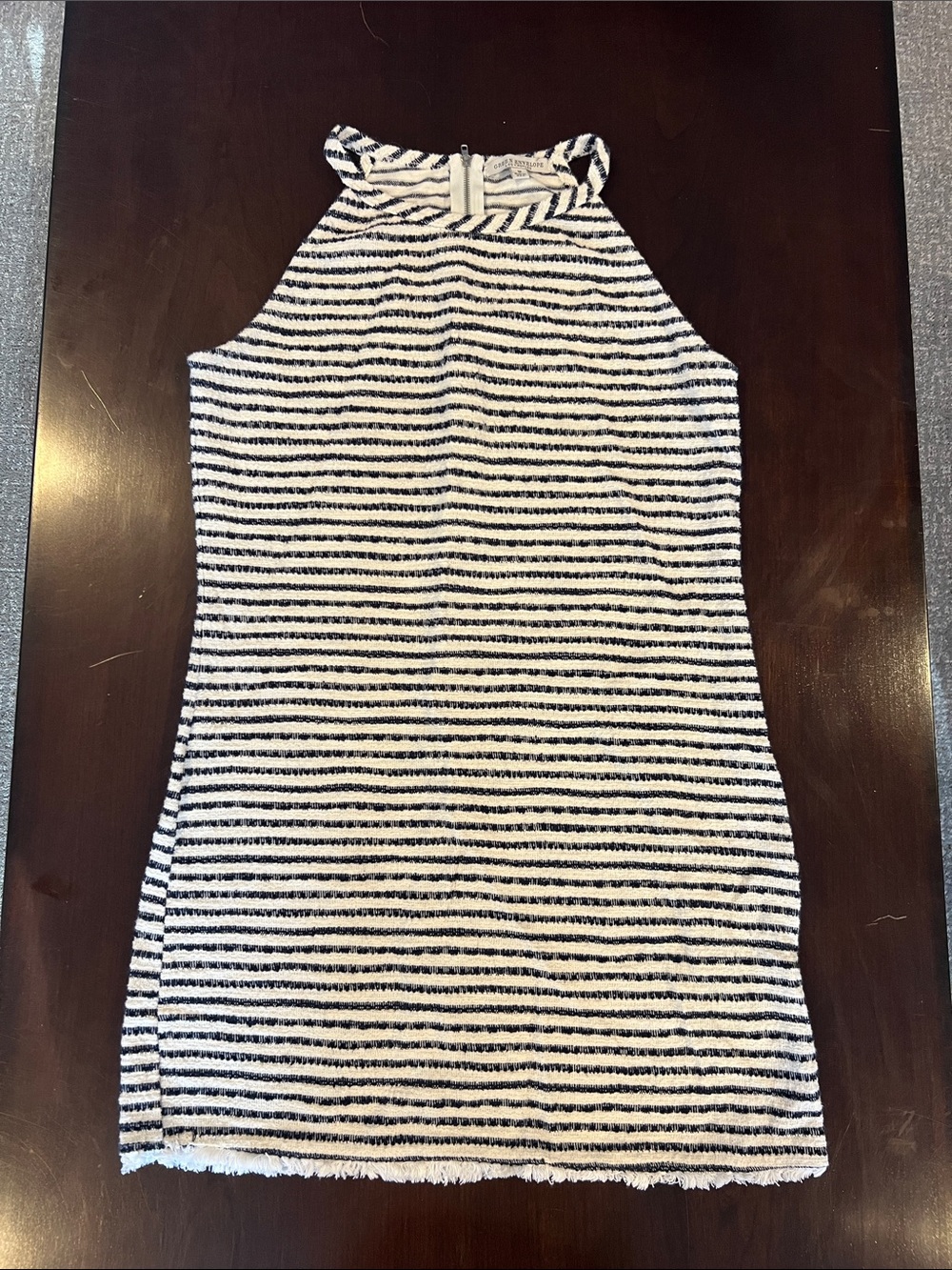 Striped Sleeveless Halter Dress - Black & White